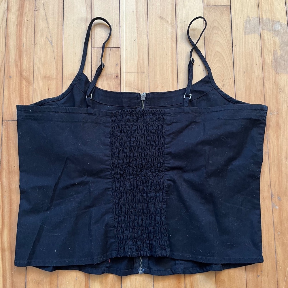 Harley Davidson Black Corset Style Cropped Top With Roses Zipper Size 1W - Picture 3 of 5